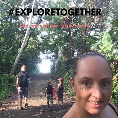 Family exploring the woods